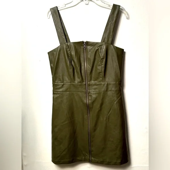 wild fable | Dresses | Wild Fable Faux Leather Dress Olive Green Xs Nwt |  Poshmark